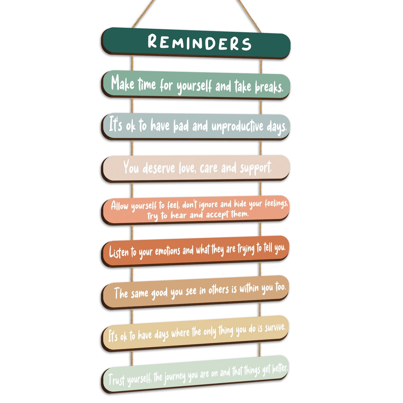 Mental Health Reminders Wall Decors Wooden Hanging Wall Art Counseling Room Decor Positive Psychology Affirmations Feelings Wall