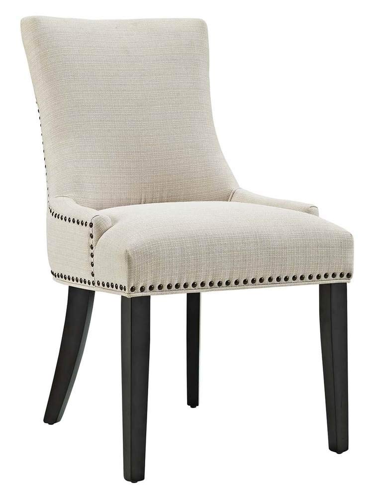 Modway Marquis Modern Elegant Upholstered Fabric Parsons Dining Side Chair With Nailhead Trim And Wood Legs, Set Of 2, Beige