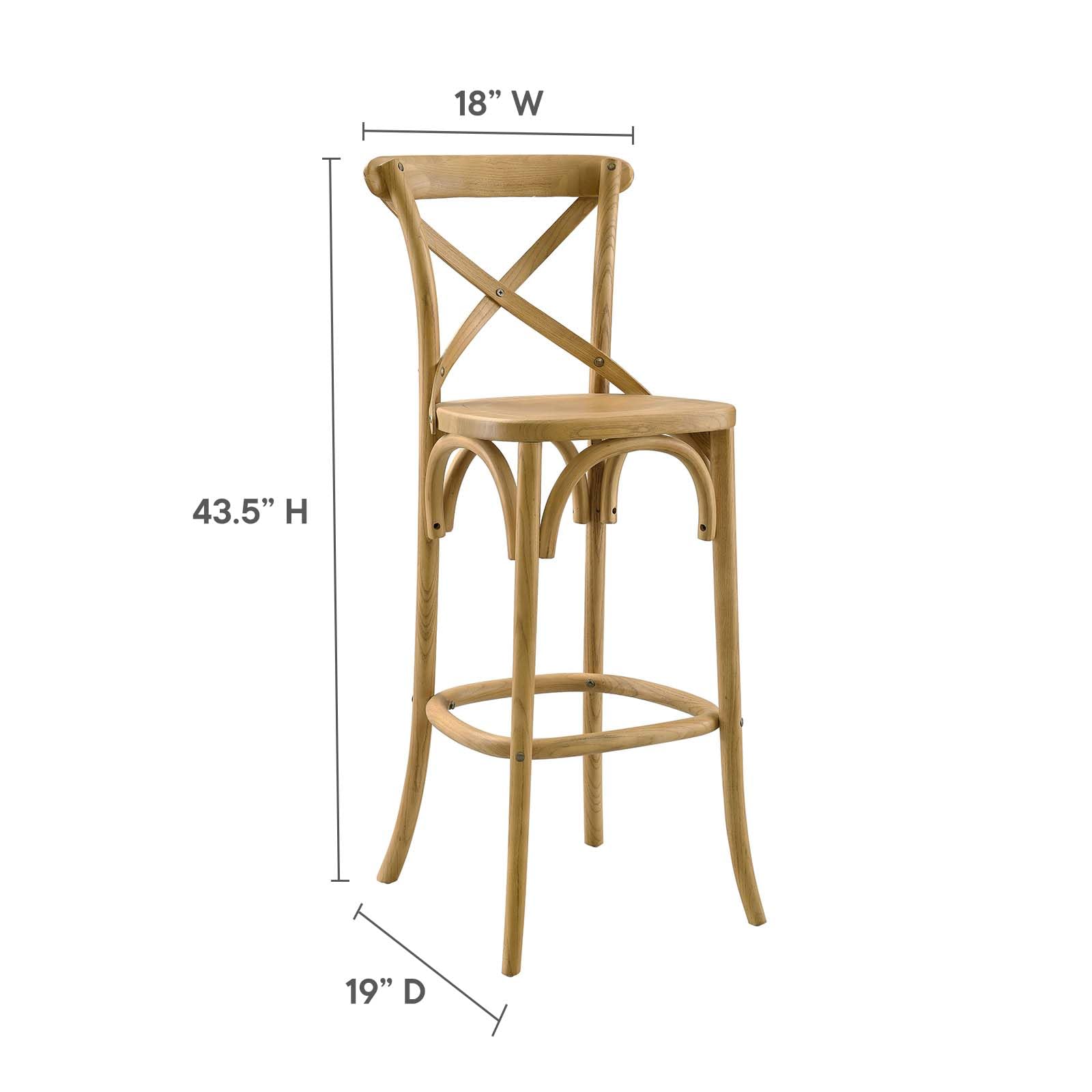 Modway Gear X-Back Wood Bar Stool In Natural