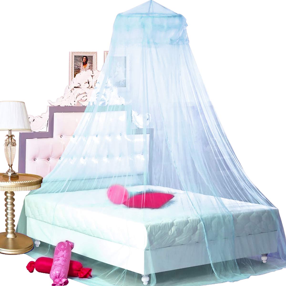 Bcbyou Princess Bed Canopy Netting Mosquito Net Round Lace Dome For Twin Full And Queen Size Beds Crib With Jumbo Swag Hook (Lig