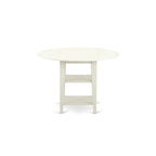 East West Furniture SUT-LWH-T Sudbury Modern Dining Table - a Round Kitchen Table Top with Dropleaf & 2 shelves, 42x42 Inch, Linen White