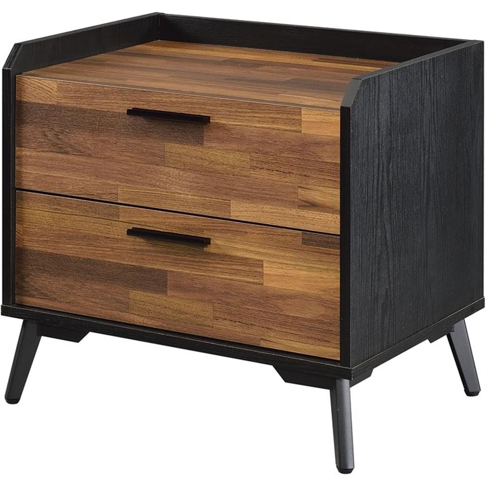 Acme Jiranty Wooden Accent Table with 2 Storage Drawers in Walnut and Black