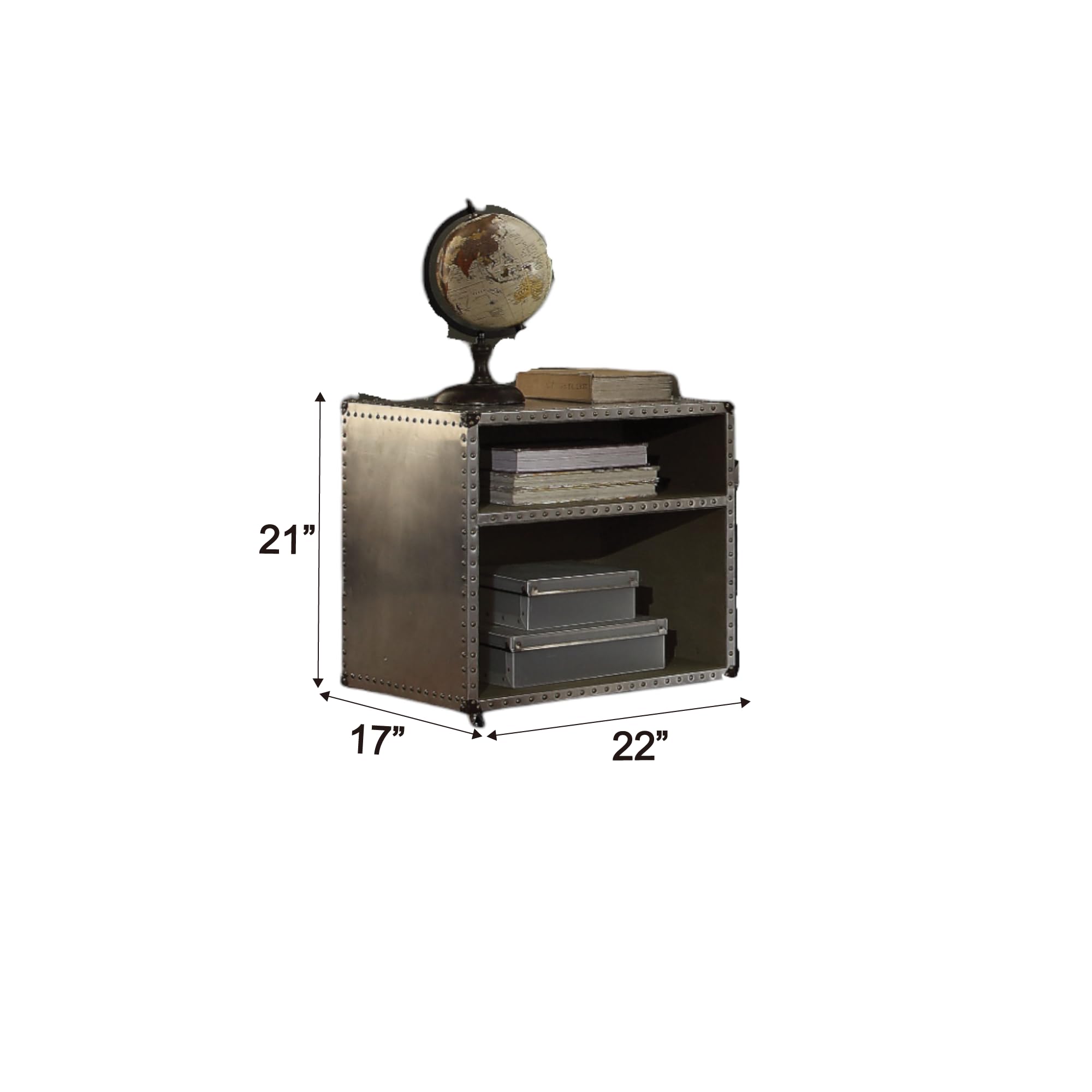 Acme Brancaster Nightstand with Nailhead Trim in Gray
