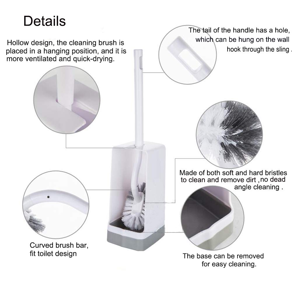 Marbarsse Bathroom Toilet Bowl Brush And Holder, Curved Design Toilet Brush For Deep Cleaning Under Rim, Best Toilet Brush Set,