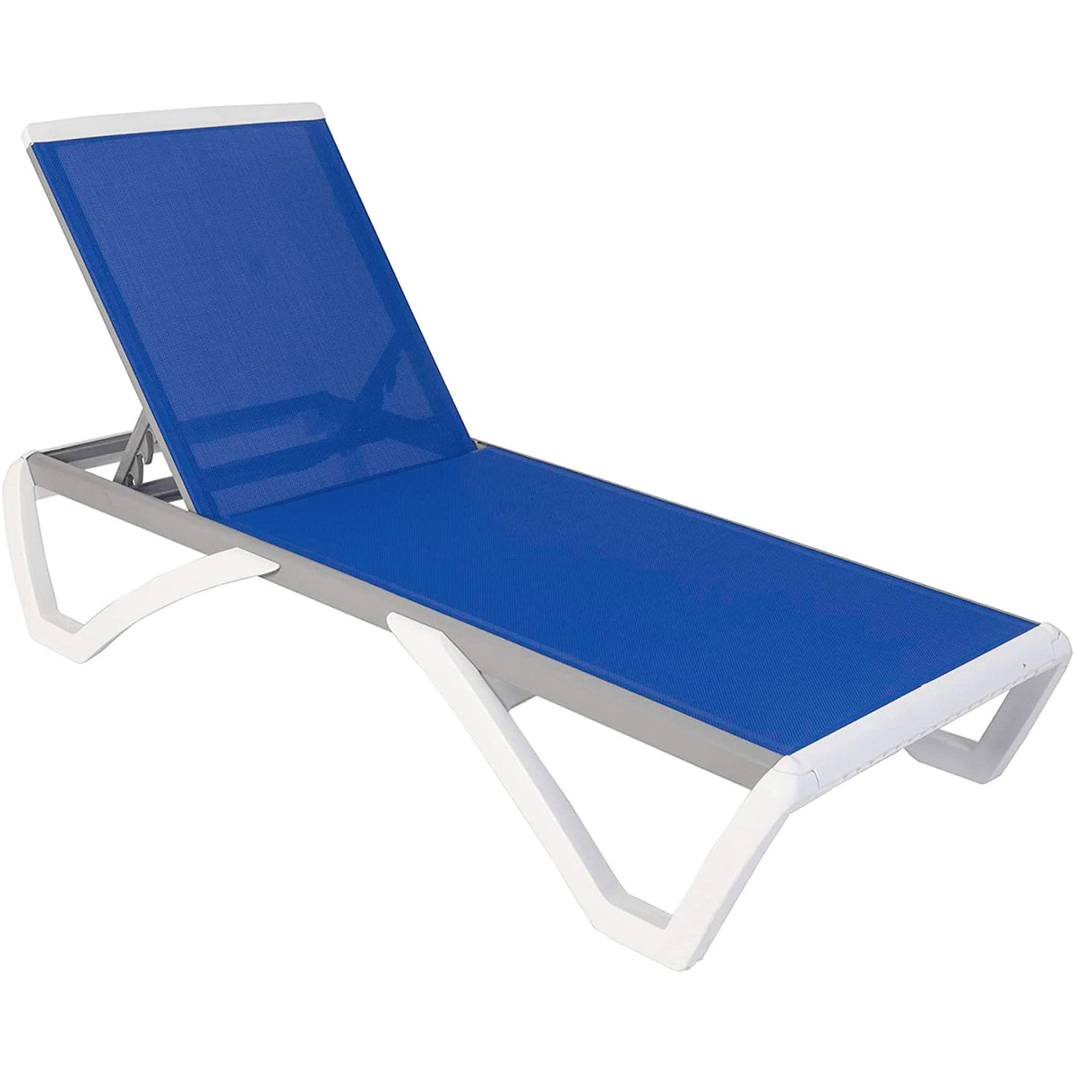 Kozyard Alan Full Flat Alumium And Polypropylene Resin Legs Patio Reclinging Adustable Chaise Lounge With Sunbathing Textilence, 5 Adjustable Position (Blue Textilence W/O Table)