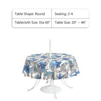 Lvtxiii Outdoor Tablecloth With Umbrella Hole And Zipper, 60 Inch Water-Repellent Patio Table Cloth, Round Table Covers For Backyard Garden, Clemens Noir Blue