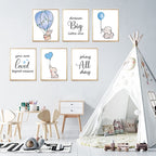 Iiiluyot Inspirational Elephant Decor, Baby Boy Nursery Wall Art Prints, Cute Elephant Nursery Wall, Dream Big Little One Decora
