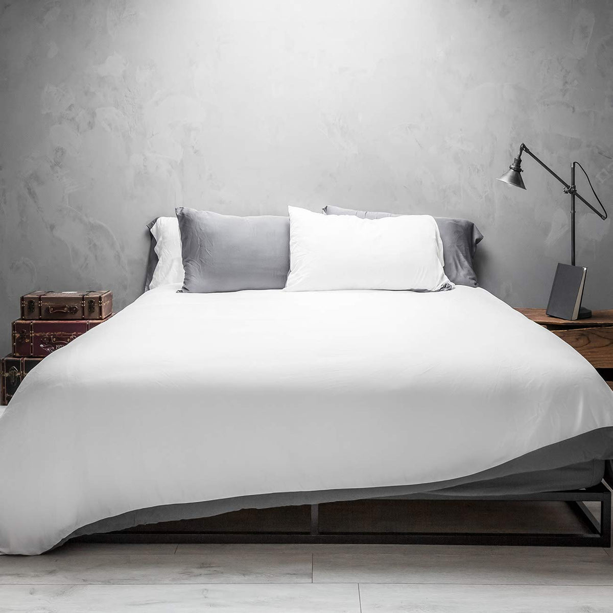 Wooflinen Modern 100% Viscose Derived From Bamboo Sheets 6Pc Queen - Duvet Cover Set + Sheet Set - Breathtakingly Soft