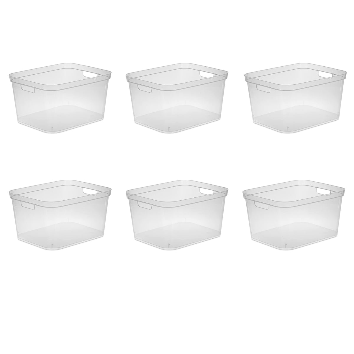 Sterilite Tall Open Storage Bin, Versatile Plastic Design, Clear, 6 Pack