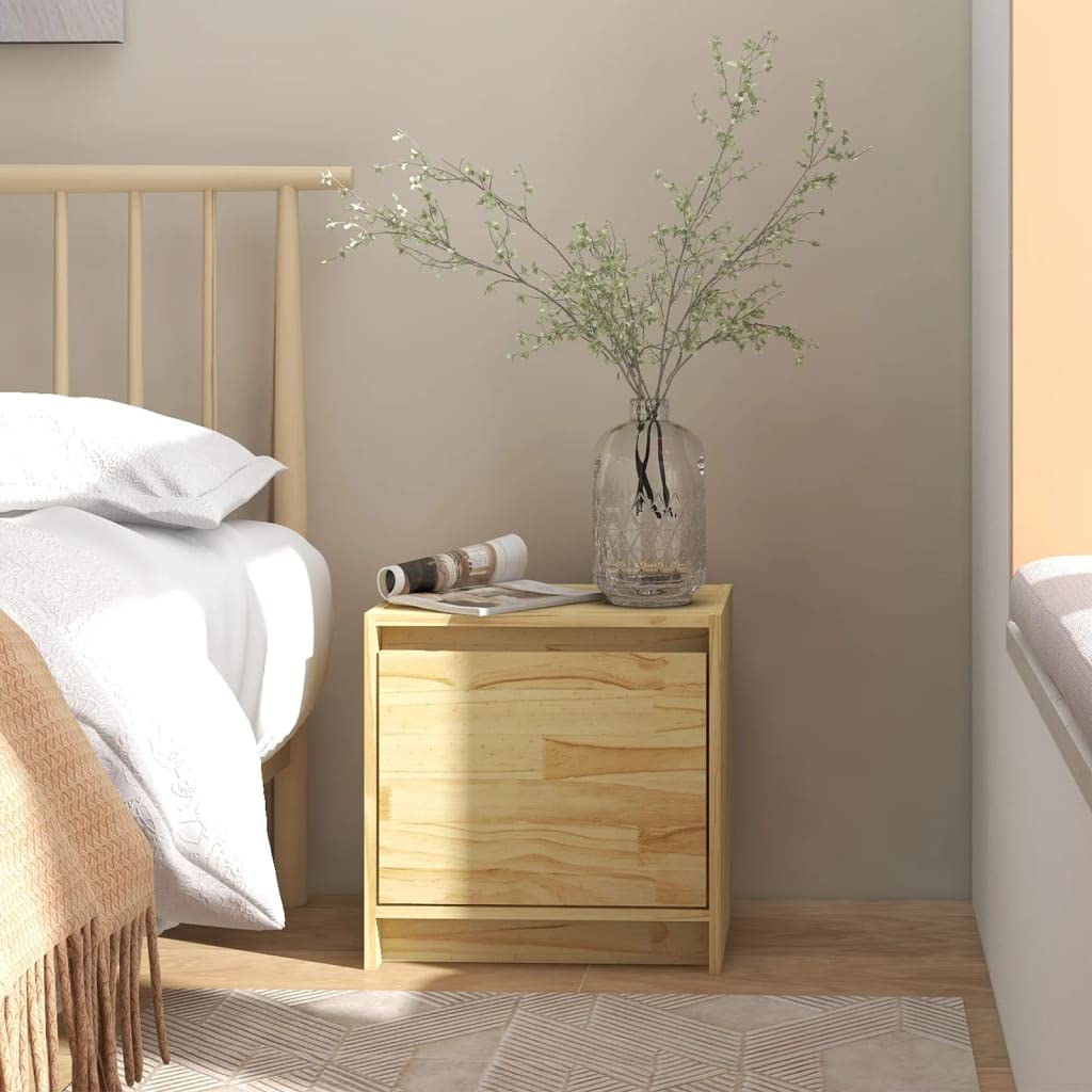 vidaXL Bedside Cabinet 15.7&quot;x12&quot;x15.7&quot; Solid Pinewood
