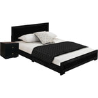 HomeRoots Moma Black Wood Platform Full Bed with Nightstand