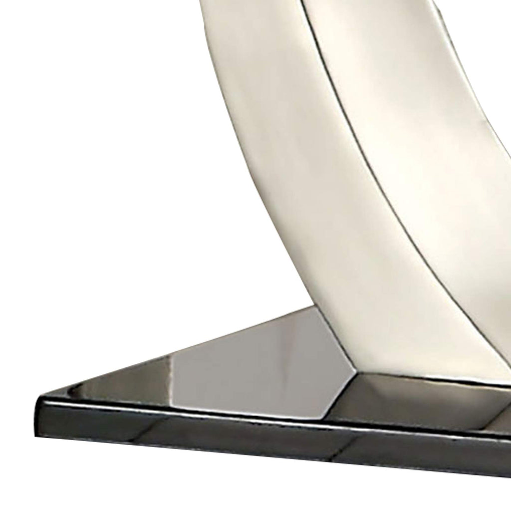 Benjara Glass Top End Table with Curved Pedestal Base, Black and Gray