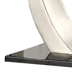 Benjara Glass Top End Table with Curved Pedestal Base, Black and Gray