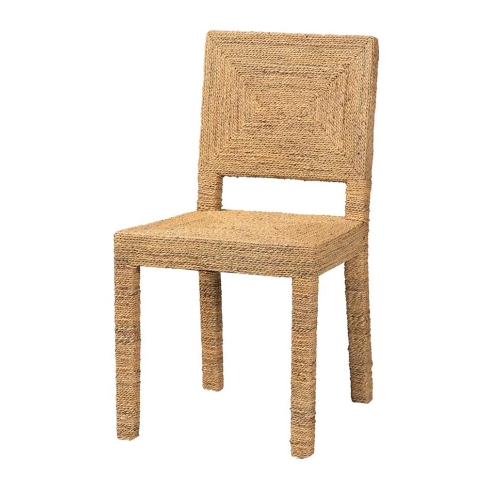 bali & pari Anfield Bohemian Natural Seagrass and Mahogany Wood Dining Chair