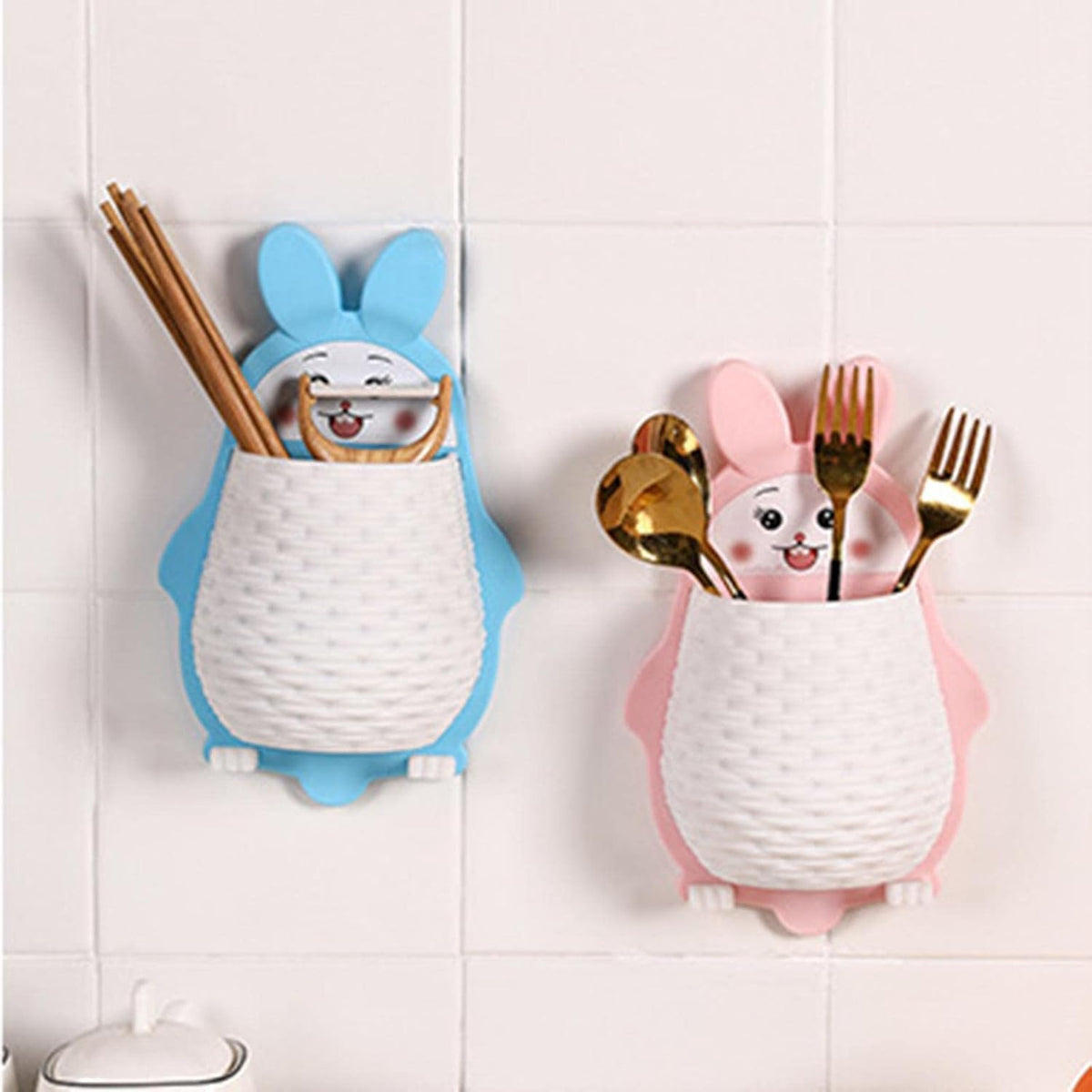 Divik Rabbit Shaped Wall Holder Box, Wall Mount Mobile Holder Storage Case for AC Remote, Wall Mobile Stand, Markers Pen Pencil 