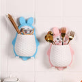 Divik Wall Mounted Toothbrush Storage Shelf Rabbit Shape Toothbrush Holder Plastic Stand Self Adhesive Sticker Wall Shelves Toot