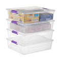 Naivees Plastic 4 Pack Storage Containers 10Qt Purple Clear Storage Bins