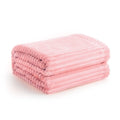 Vessia Flannel Fleece Pink Throw Blanket(50X70 Inch), 300Gsm Comfy Throw Blanket, Warm And Soft Stripe Bed Blanket, Cozy Microfi