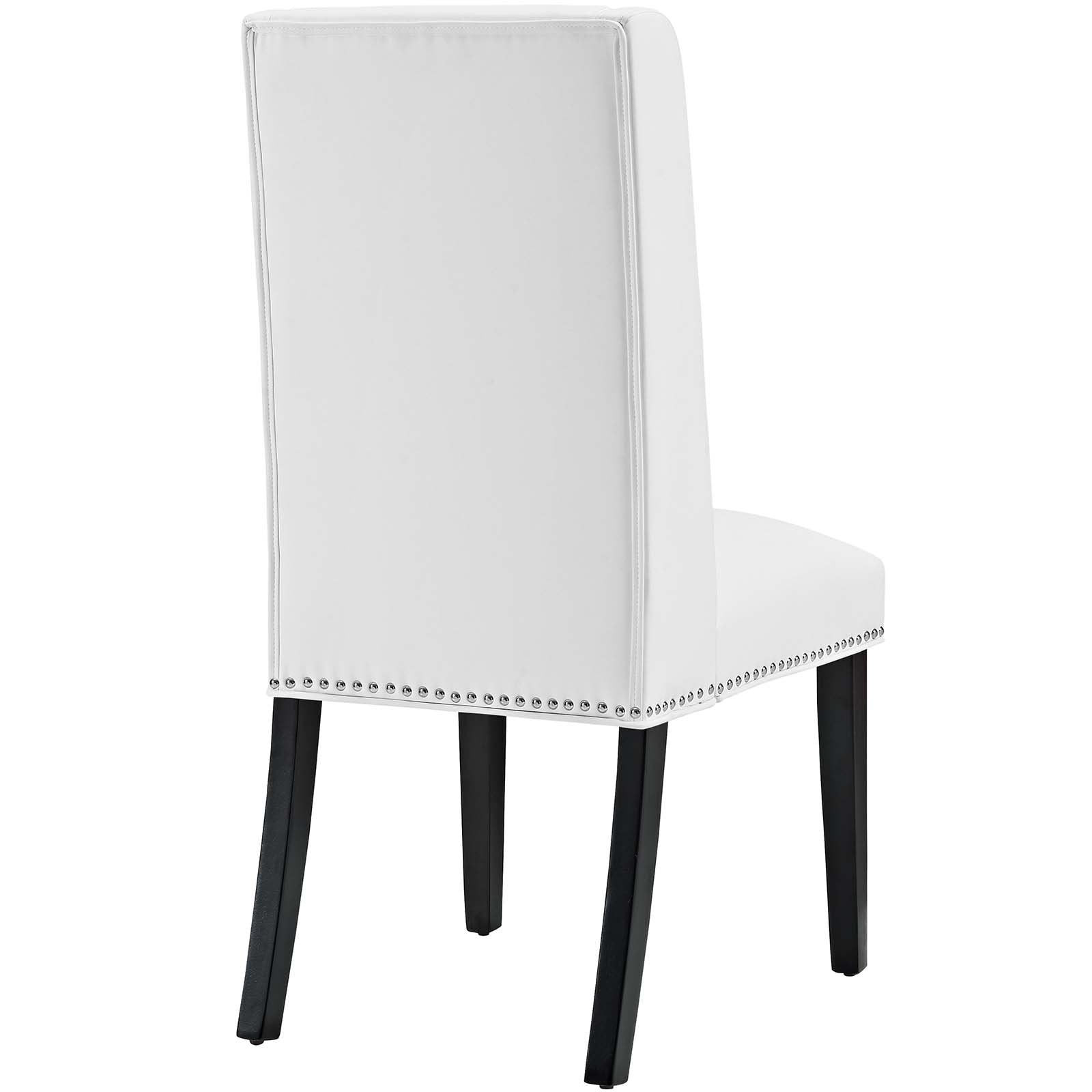 Modway Baron Modern Tall Back Wood Faux Leather Upholstered Two Dining Chairs In White