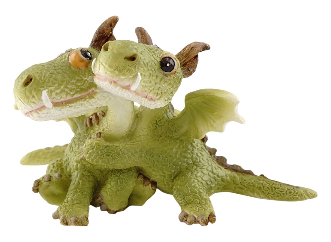 Top Collection Miniature Fairy Garden And Terrarium Mini Dragons Hugging Figurine, Green
