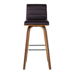 HomeRoots Wood, Faux Leather/Leatherette, Stainless Steel 26â€ Brown Faux Leather Wooden Swivel Bar Stool