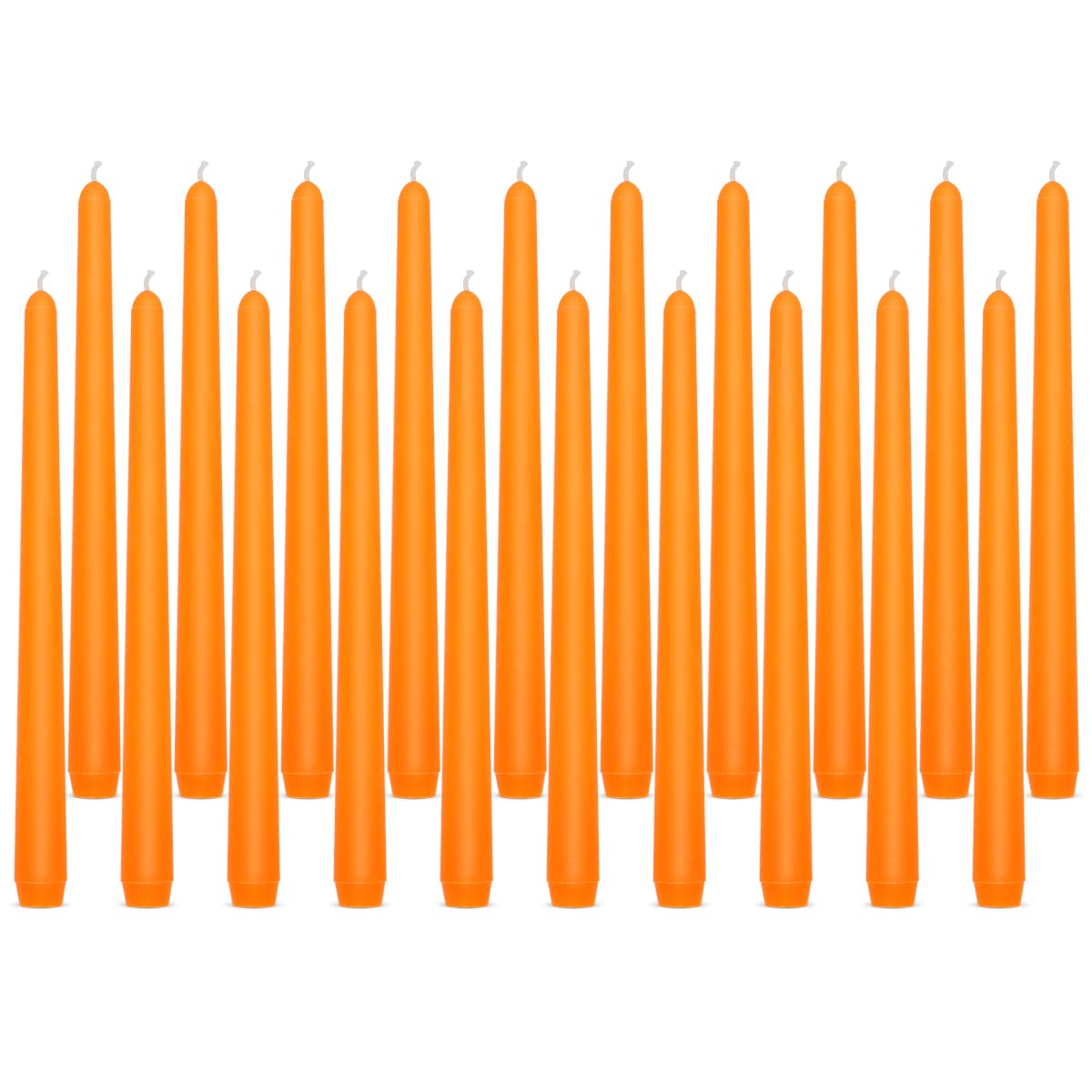 10 inch Orange Taper Candles for Home Decor, Set of 20 Unscented Dripless Candlesticks - 8 Hours Long Burning for Dinner, Weddin