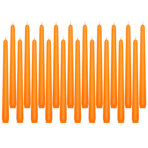 10 inch Orange Taper Candles for Home Decor, Set of 20 Unscented Dripless Candlesticks - 8 Hours Long Burning for Dinner, Weddin