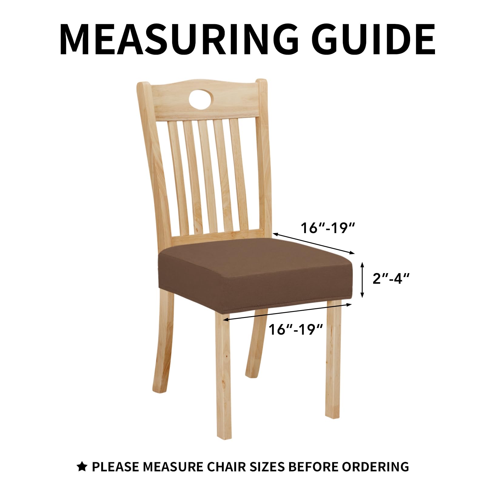 Easy-Going 100% Waterproof Seat Covers For Dining Room Chairs Set Of 4, Stretch Chair Seat Slipcovers Protector Removable And Washable Kitchen Dining Chair Covers, Brown