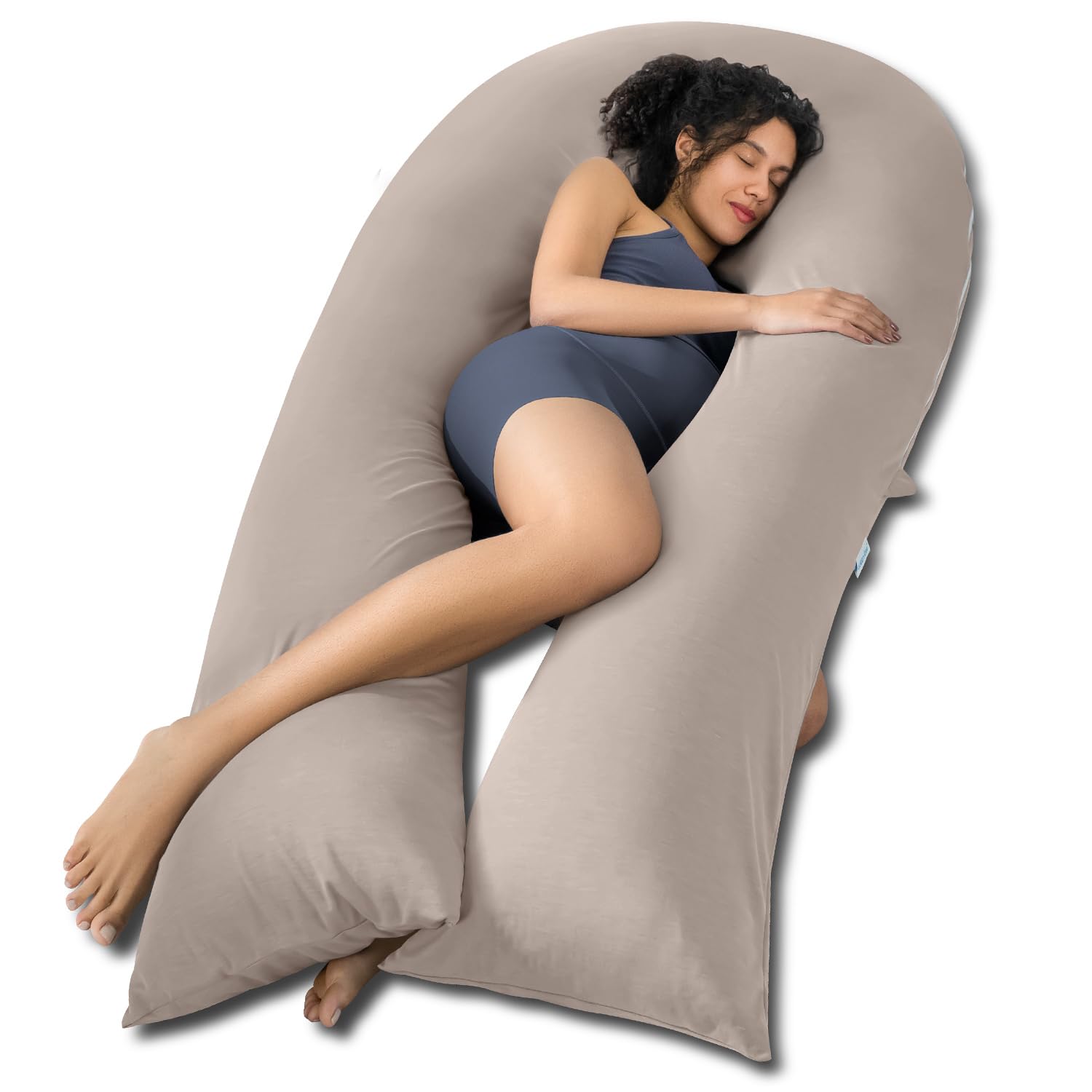 Queen Rose Extra Long U Shaped Body Pillow, Cooling Pregnancy Pillows For Sleeping, 65 Inch Full Body Support Maternity Pillow F