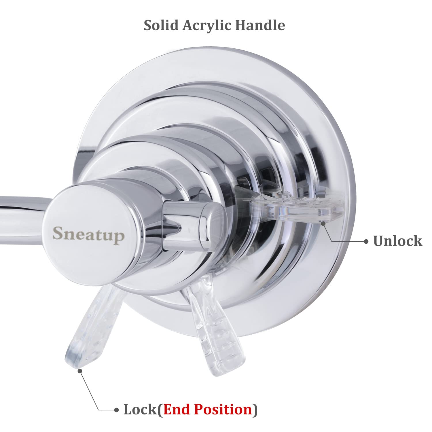 Sneatup Suction Cup Extendable 17-28'' Stainless Steel Towel Bar (Chrome Plating)