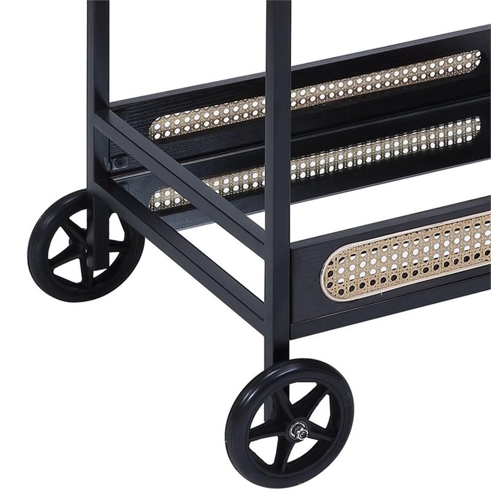 Acme Colson 2-Tier Mirrored Shelf Serving Cart with Casters in Black