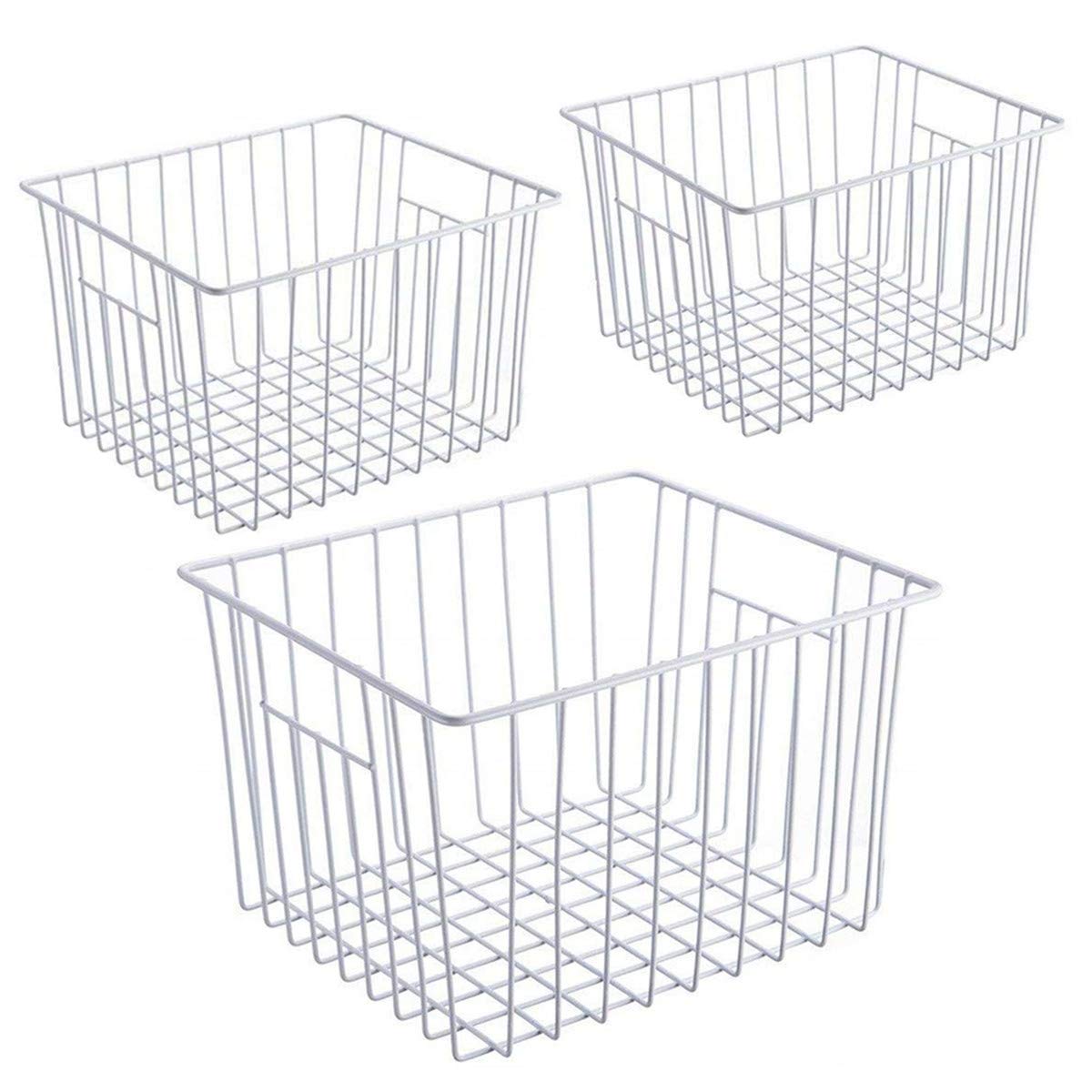 iPEGTOP Deep Refrigerator Freezer Baskets, Large Household Wire Storage Basket Bins Organizer with Handles for Kitchen, Pantry, 