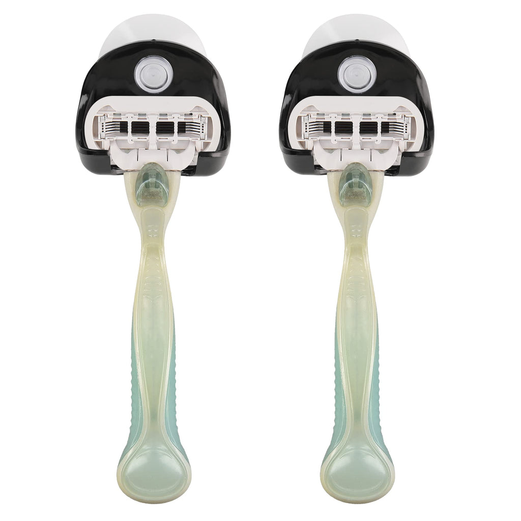 Kwmobile 2X Razor Holder With Suction Cup - Self-Adhesive Shaver Wall Mount - Bathroom Organizer For Glass And Tiles - Black