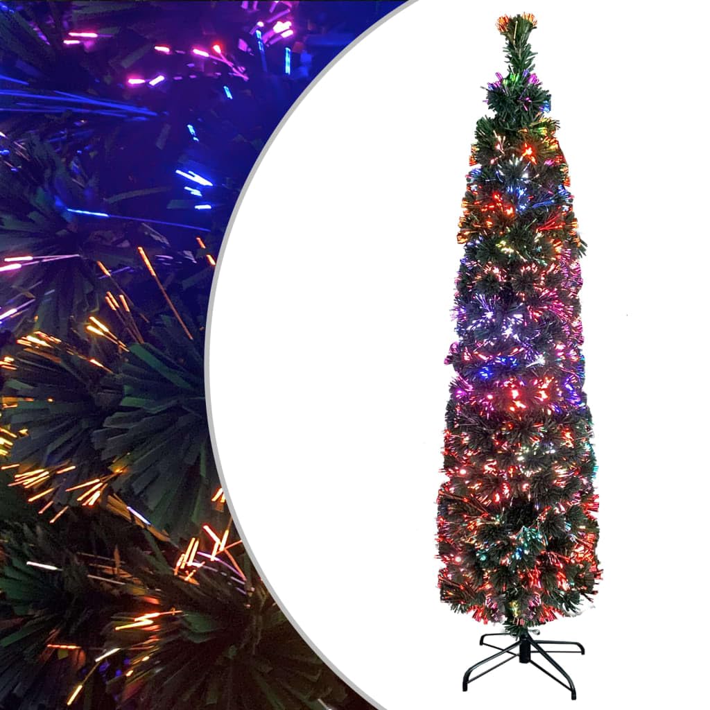 Artificial Slim Christmas Tree With Stand 6 Ft Fiber Optic Vidaxl Vidaxl