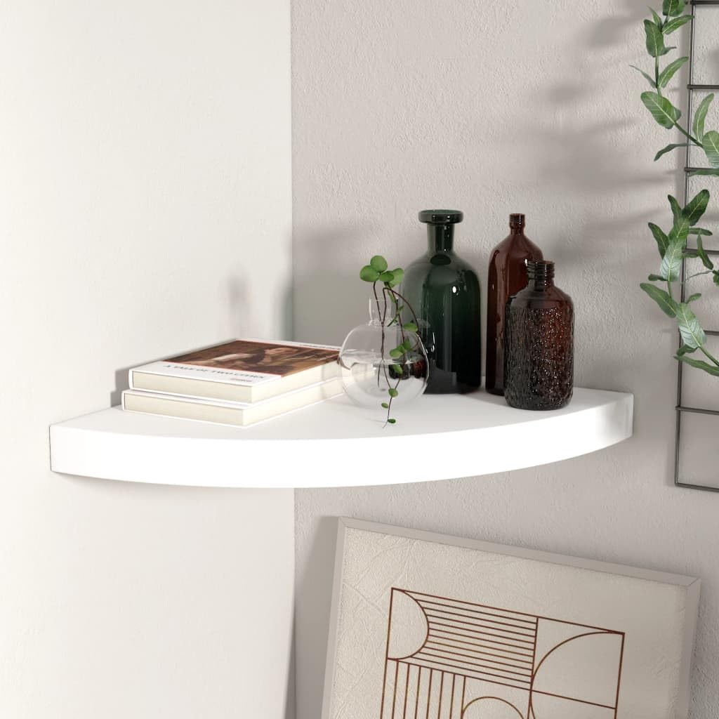 vidaXL Floating Corner Shelf White 13.8&quot;x13.8&quot;x1.5&quot; MDF