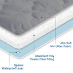 Twin Mattres Protector Pad Waterproof Quilted, Breathable & Cooling Twin Size Mattress Topper Cover Fitted For Kids With Deep Po