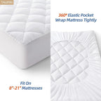 Taupiri California King Quilted Mattress Pad Cover With Deep Pocket (8''-21''), Cooling Soft Pillowtop Mattress Cover, White