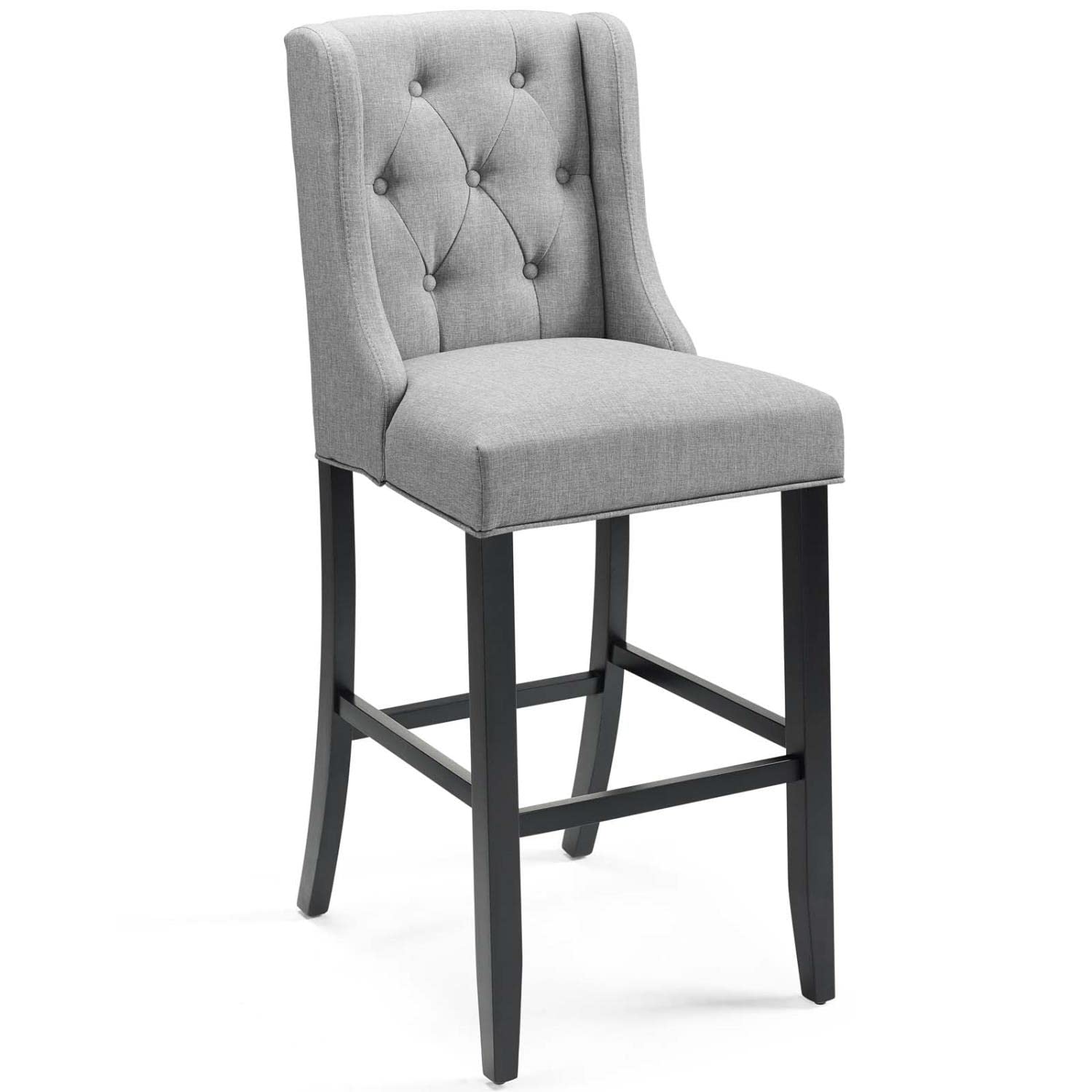 Modway Baronet Bar Stool Upholstered Fabric Set Of 2, Light Gray