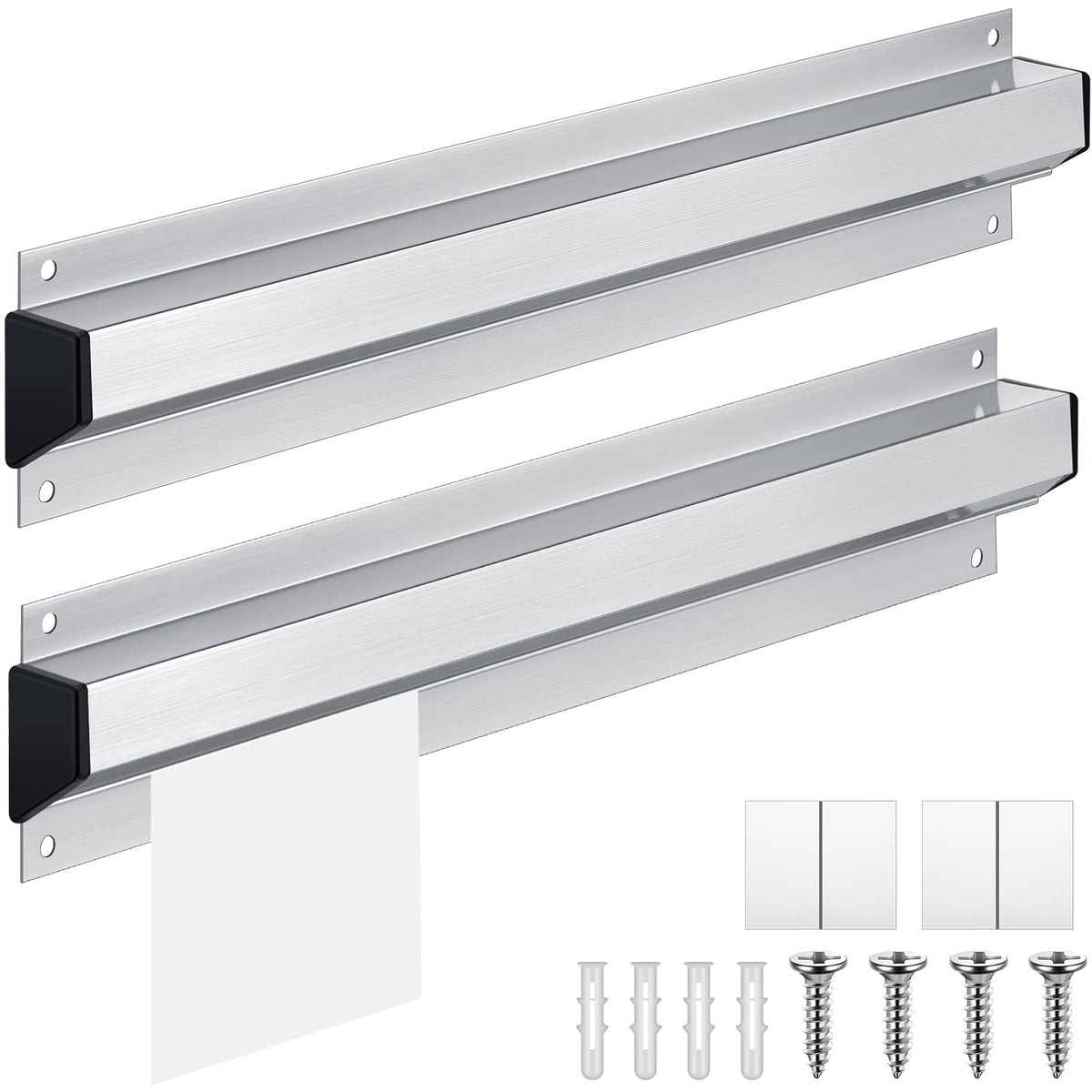 2 Pieces Restaurant Ticket Holder Receipt Holder Aluminum Order Rack Ticket Rack Silver Kitchen Slide Check Rack For Office Cafe