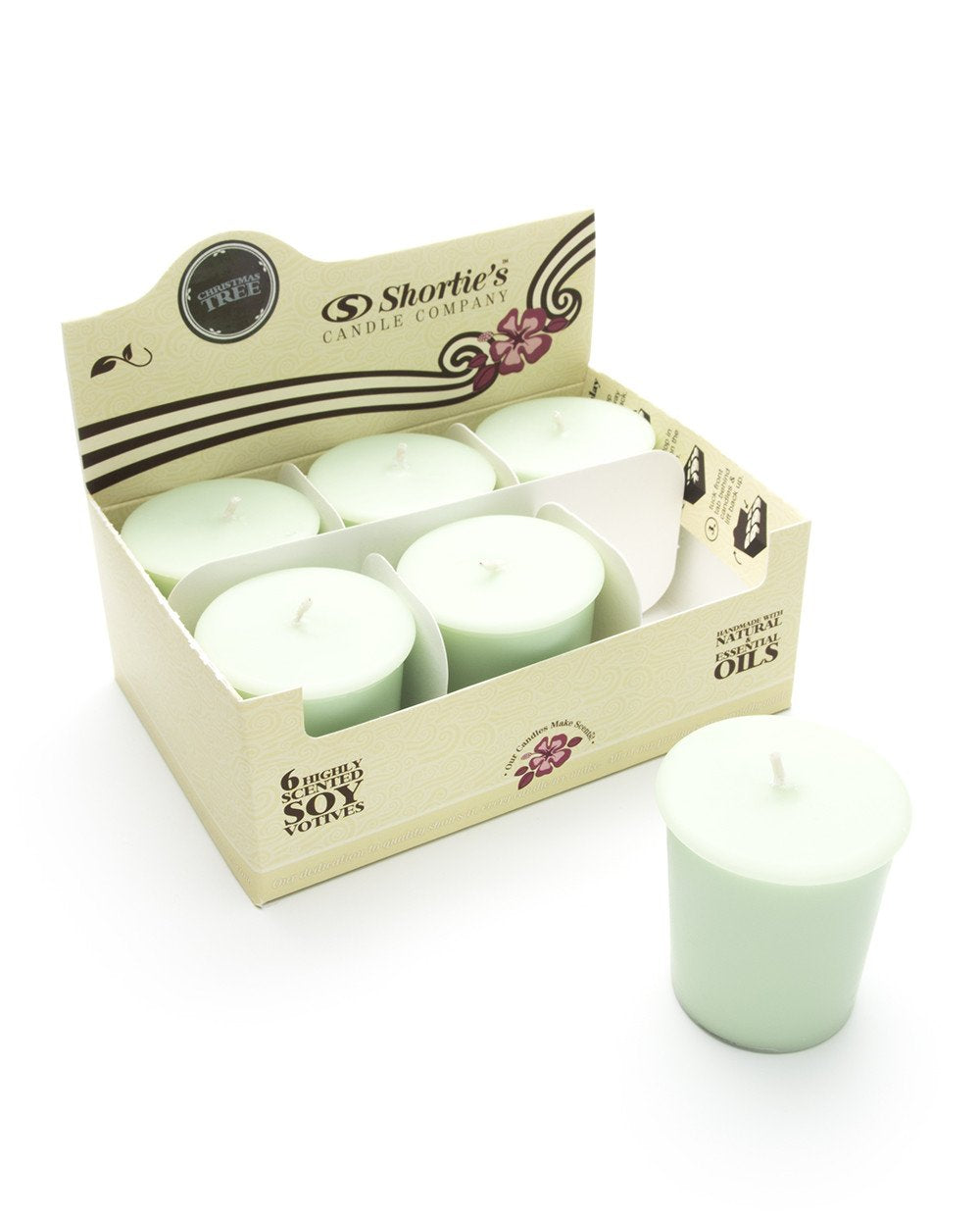 Christmas Tree Soy Votive Candles - Scented with Natural Fragrance Oils - 6 Green Natural Votive Candle Refills - Christmas & Ho