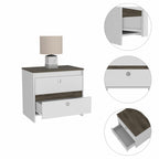 HomeRoots White- Dark Brown Modern and Minimalist White and Dark Brown Board Nightstand