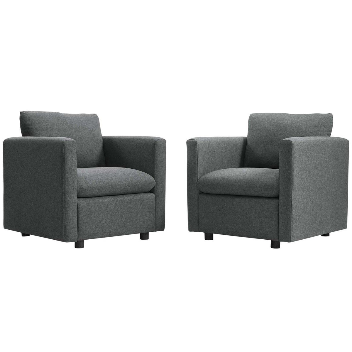 Modway Activate Upholstered Fabric Sofa, Armchair - Set Of 2, Grey