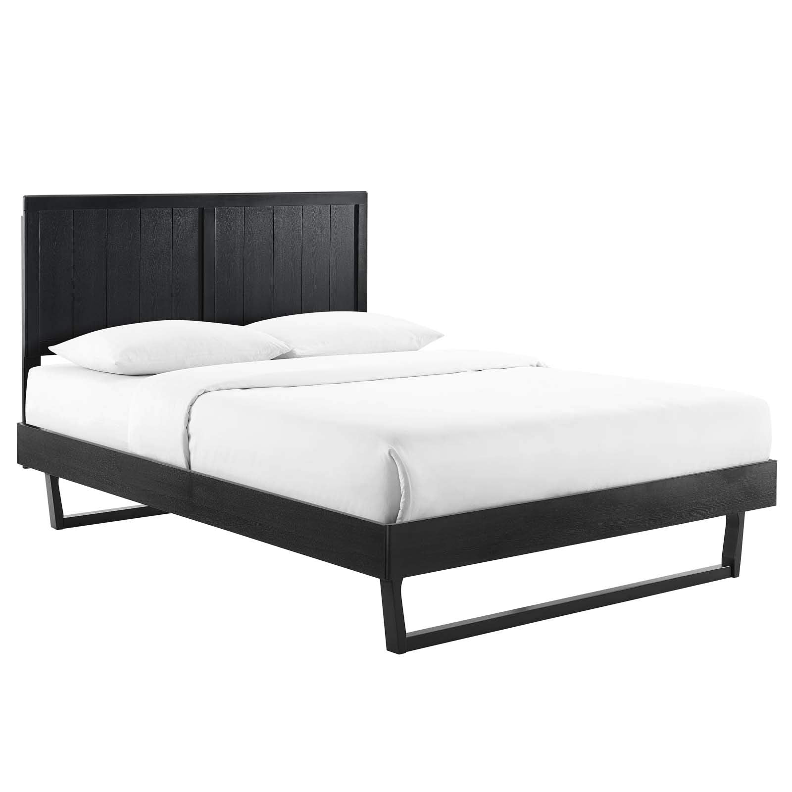 Modway Alana Wood Full Platform Bed In Black With Angular Frame, Double