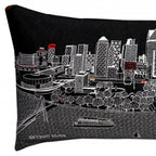 HomeRoots Grey 35' Black Detroit Nighttime Skyline Lumbar Decorative Pillow