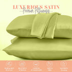 Elegant Comfort Silky And Luxurious 2-Piece Satin Pillowcase Set For Healthier Skin And Hair, Hidden Zipper Closure And Beautifully Packaged, Satin Pillowcase Set, Standard/Queen, Pistachio Green
