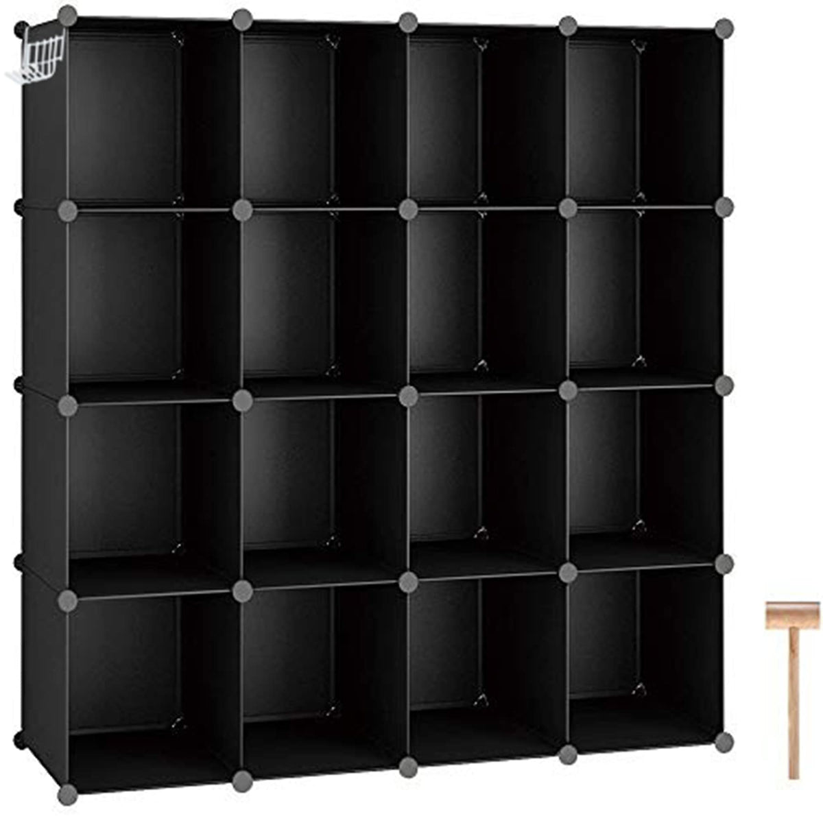 C&Ahome Cube Storage Organizer, 16-Cube Shelves Units, Closet Cabinet, Diy Plastic Modular Book Shelf, Ideal For Bedroom, Living Room, Office, 48.4' L X 12.4' W X 48.4' H Grey Upcs16G