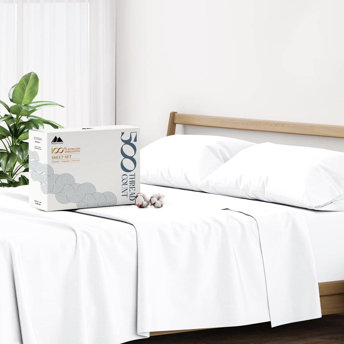 Mayfair Linen 100% Cotton Split King Sheets For Adjustable Bed - 500 Thread Count 5 Pc Sateen Split Sheet Set, Soft, Breathable
