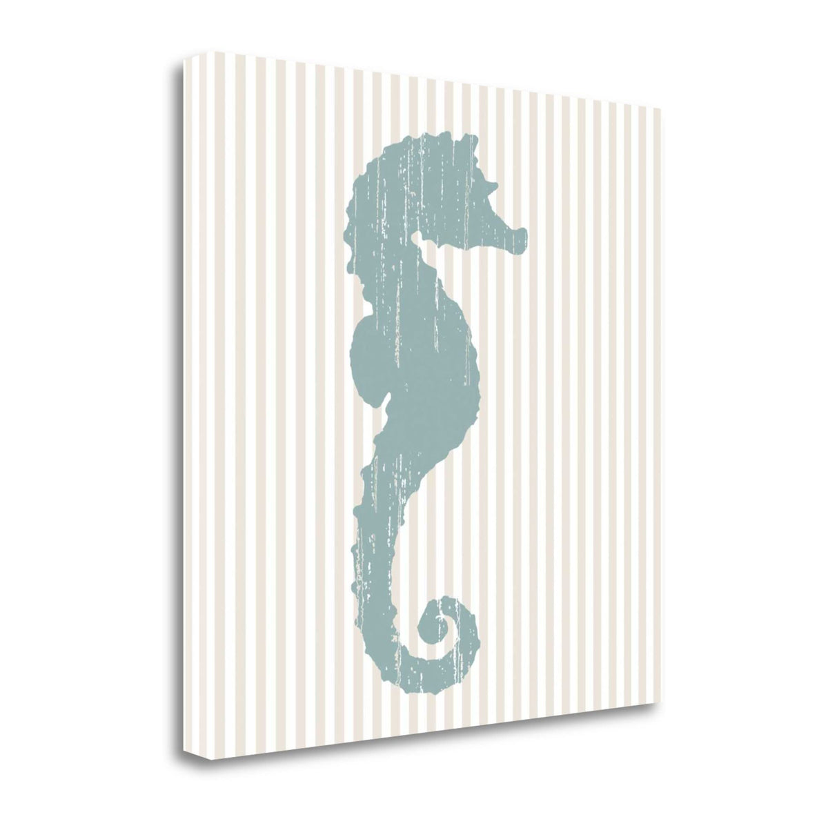 24' Aqua Seahorse Tan Striped Background Giclee Wrap Canvas Wall Art