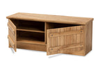 Baxton Studio Oswald Natural Oak Brown Finished Wood 2-Door Storage Bench