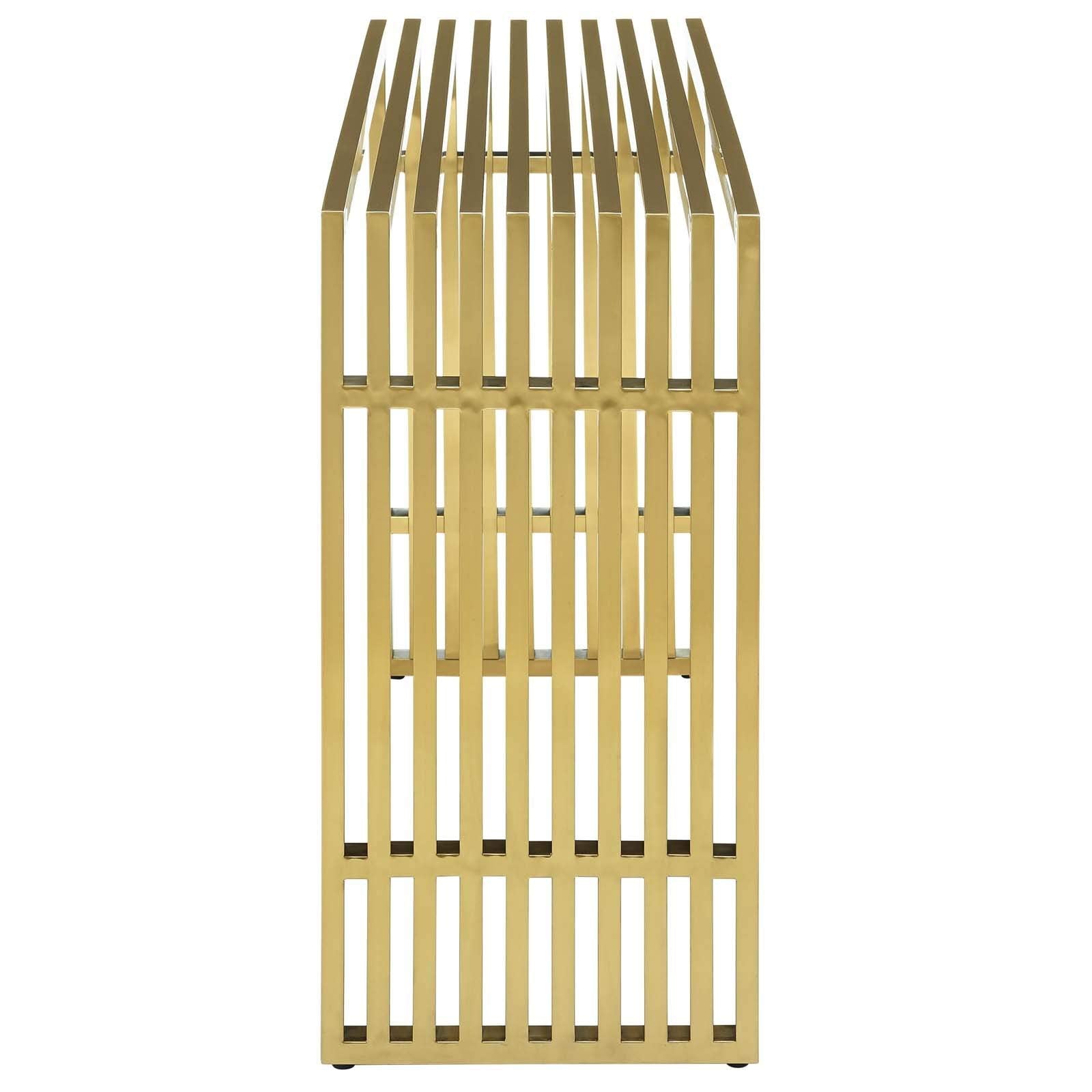 Modway Gridiron Contemporary Modern Gold Stainless Steel Console Table